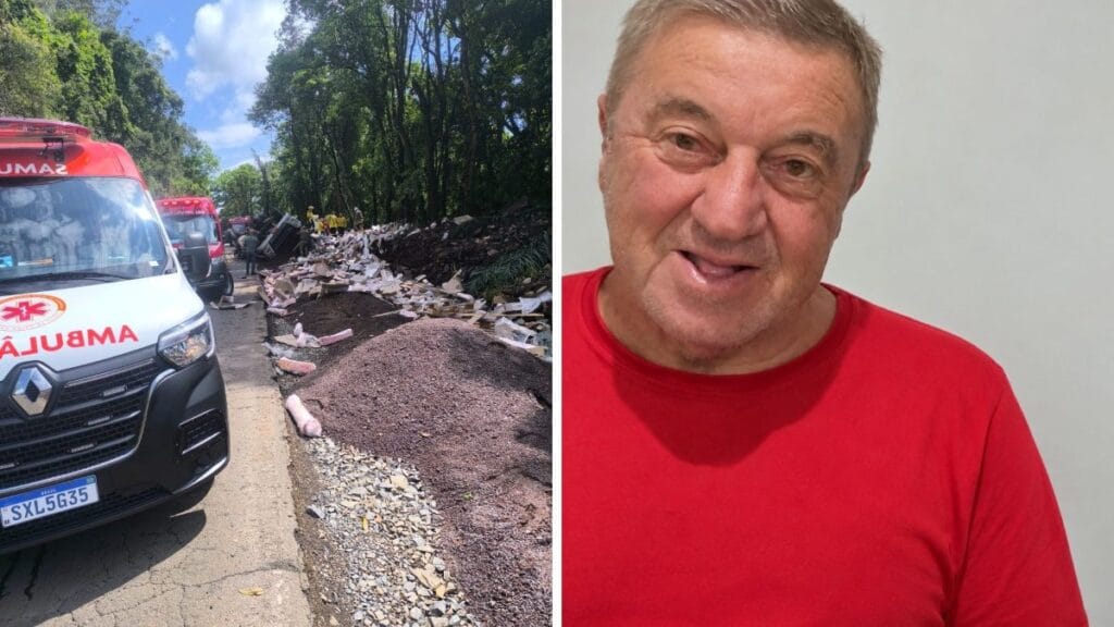 Identificado homem que morreu prensado por carga suína após carreta tombar em SC Identificado homem que morreu prensado por carga suína após carreta tombar em SC