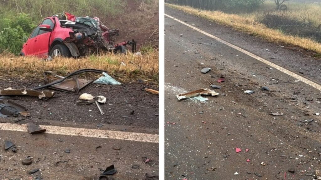 Ônibus invade pista contrária, bate de frente com carro e deixa um morto na SC-480 Ônibus invade pista contrária, bate de frente com carro e deixa um morto na SC-480