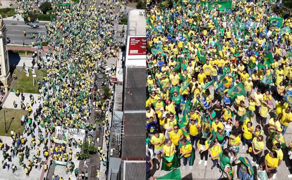 Milhares de apoiadores de Flávio Bolsonaro tomam ruas do Centro de Itajaí durante caminhada Milhares de apoiadores de Flávio Bolsonaro tomam ruas do Centro de Itajaí durante caminhada